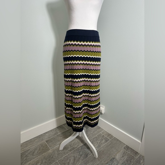 NEW SEZANE Parniane Striped Knit Midi Cotton Skirt  Dress Size Medium - Picture 3 of 15